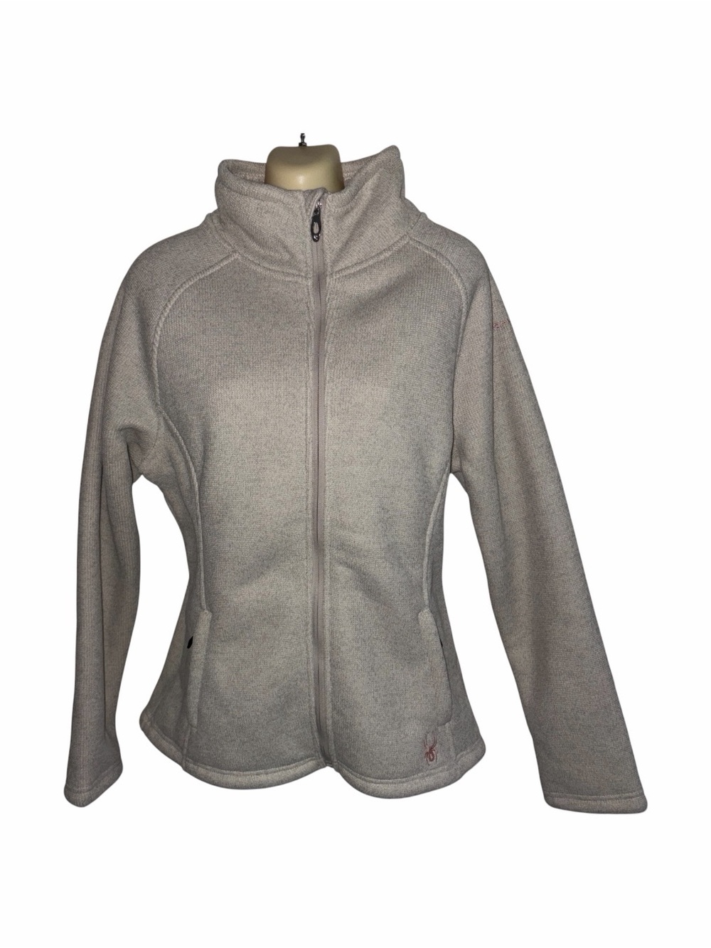 NWT Spyder Full Zip Jacket Women’s Oatmeal Heather Waffle Weave Size Large